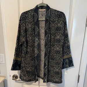 Soft Surroundings Black and blue/green Patterned Blazer